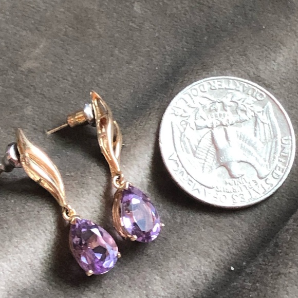 14k amethyst drop earrings - Picture 11 of 14